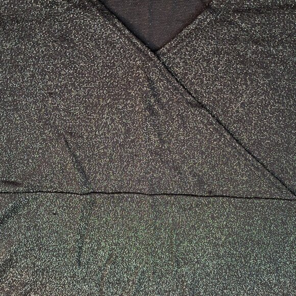 Glitter Black Gold Faux Wrap Empire Shimmer Holiday PartyTop Size L Long Sleeves - Picture 6 of 14